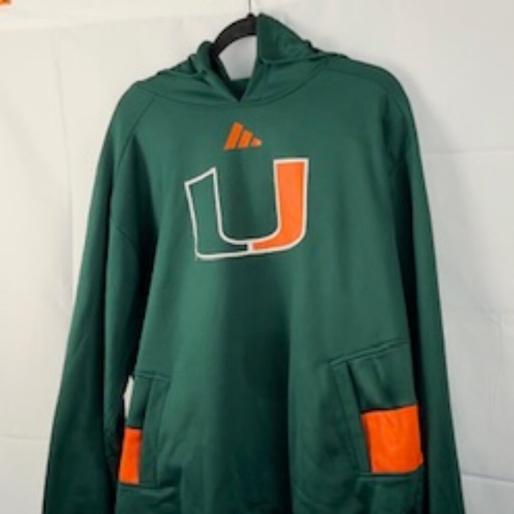 Adidas Miami Hurricanes Green Hoodie - Size XL
